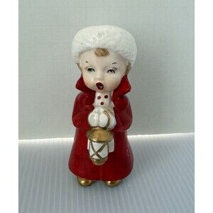 Vintage Christmas Caroler w/ Lantern Figurine A Fine Quality Japan Kitschy HTF